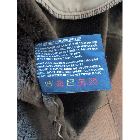 Pennington Pany Lane Sued Hooded Mid Length Coat Cream Faux Teddy Furr Lining XL - Picture 11 of 11